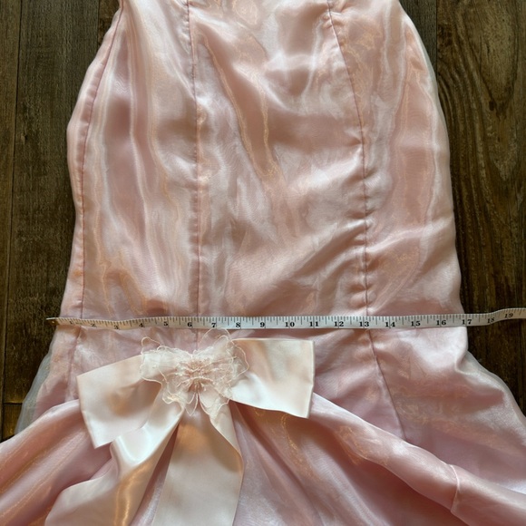 Jessica McClintock for Gunne Sax Vintage Baby Pink Maxi Trumpet Style Gown Sz 2 - Picture 6 of 12